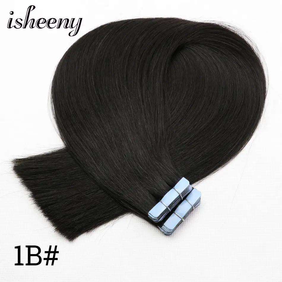 Isheeny лента для наращивания, человеческие волосы Рэми 1" 18" 2" клеи бесшовные волосы double Drawn на основа парика из 20 штук