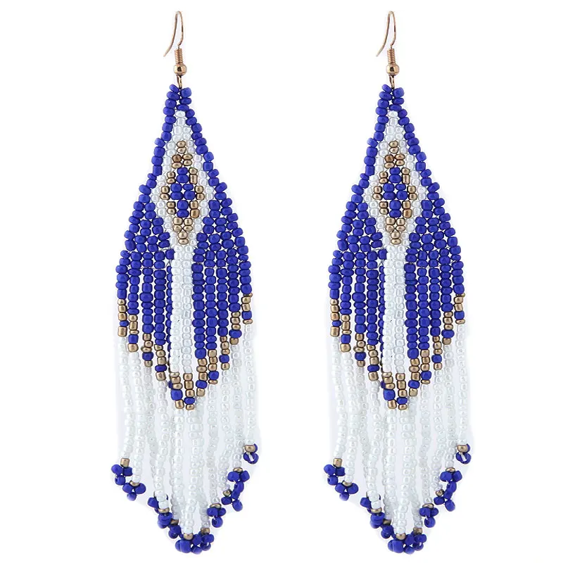 Kymyad Bohemian Beads Long Drop Earrings Ethnic Style Fashion Jewelry dangle earrings drop earrings long earrings