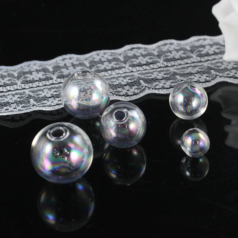 

8PCS 10/12/14/16/18/20/25MM AB Color Hand blown Glass Ball Necklace pendants DIY glass globes Diy Jewelry Finding