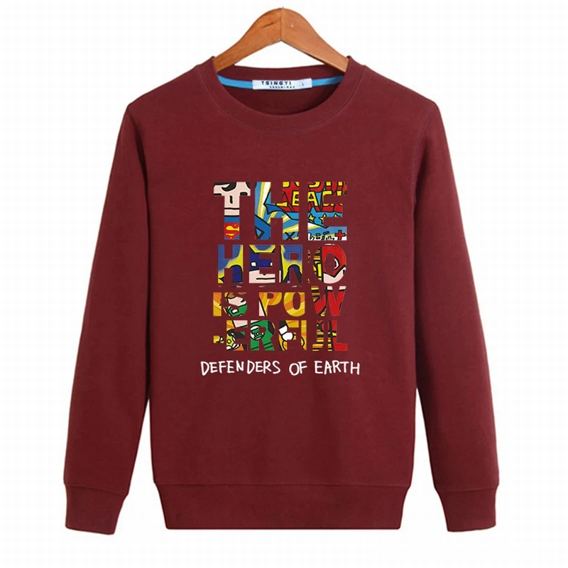 Tsingyi/пуловер с буквенным принтом «Герой»; толстовки для мужчин и женщин; сезон осень; с круглым вырезом; Sudadera Poleron Hombre; толстовка с капюшоном размера плюс S-4XL - Цвет: 902 burgundy