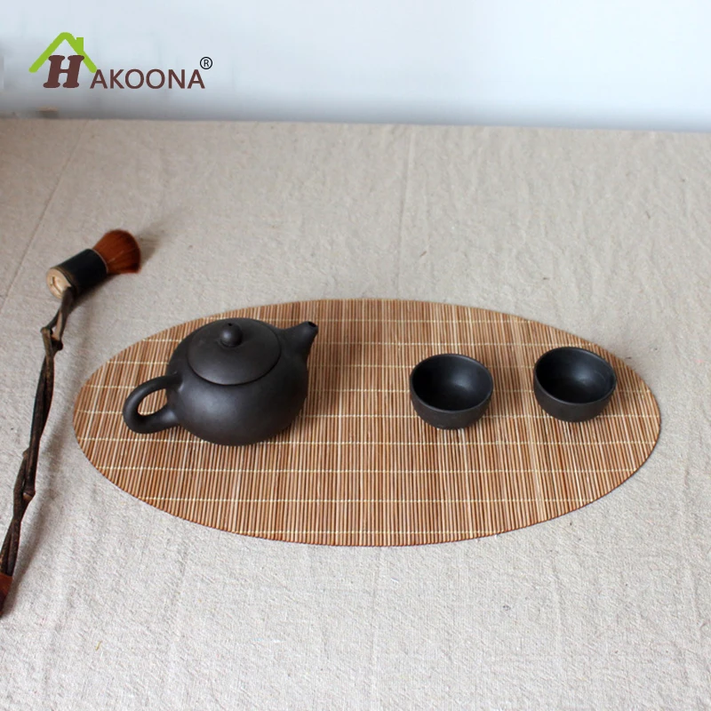 

HAKOONA 1 Pc Cup Mats Set Simple Round Natural Bamboo Eco Friendly Coasters