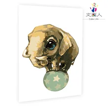 Картина с животными слон diy цифровая картина маслом с комплектами спальня детей номер окраски мультяшное украшение