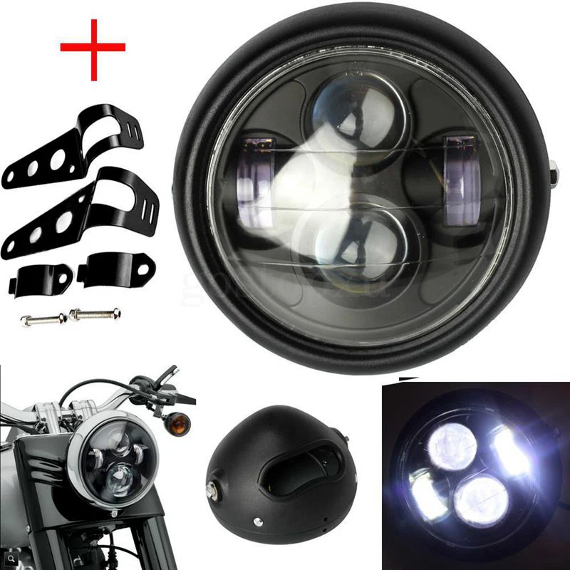 

Fork Light CG125 Retro Headlight Motorcycle Adapter for Vintage Honda 125 Harley Dicati 6.2" Cafe Racer LED Bullet Light Grill