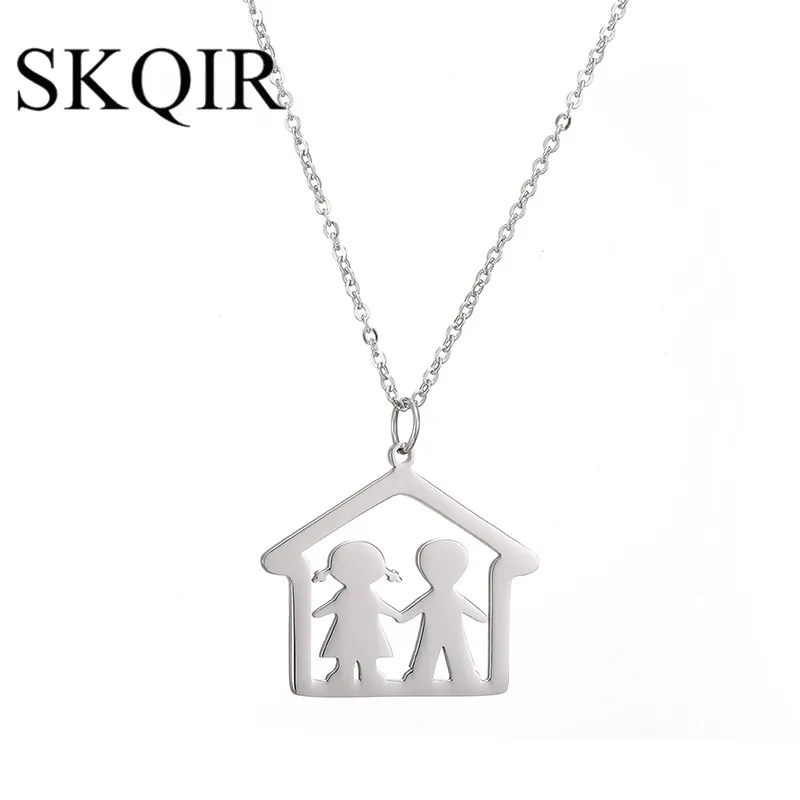 SKQIR золотое ожерелье с подвеской для влюбленных, мода, для мальчиков и девочек, ожерелье для пар, ювелирные изделия для женщин, цепочка из нержавеющей стали, Kyole - Окраска металла: 06 silver