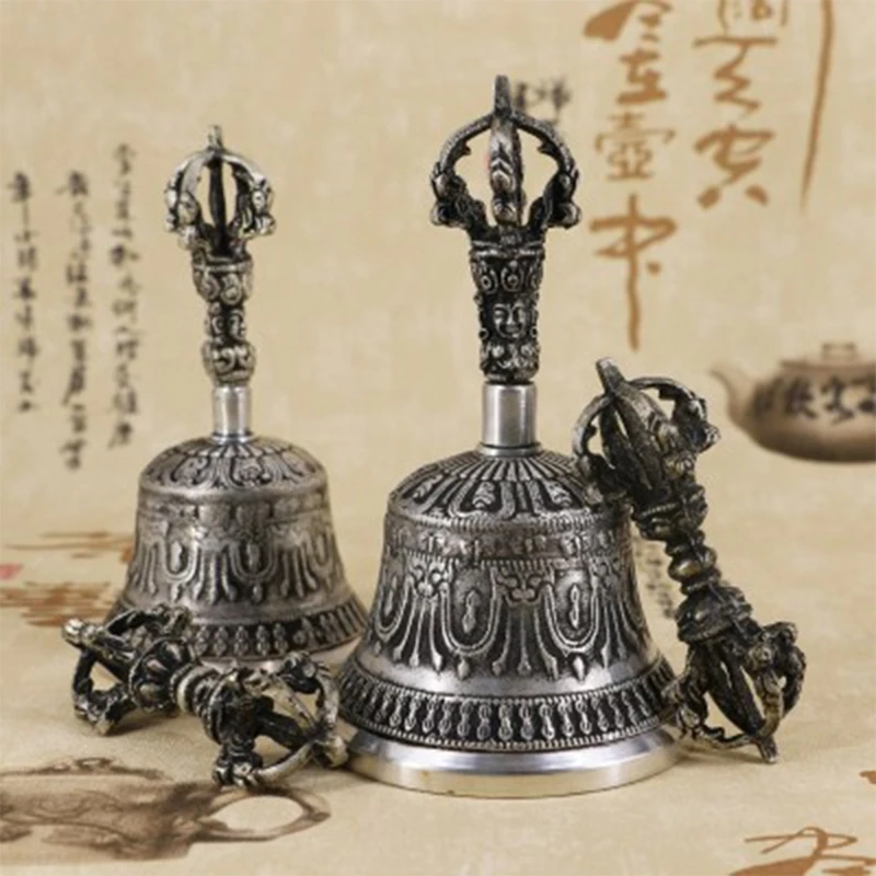 

Handcrafted Tibetan Meditation Singing Bell with Dorje Vajra Practice Tool 9cm