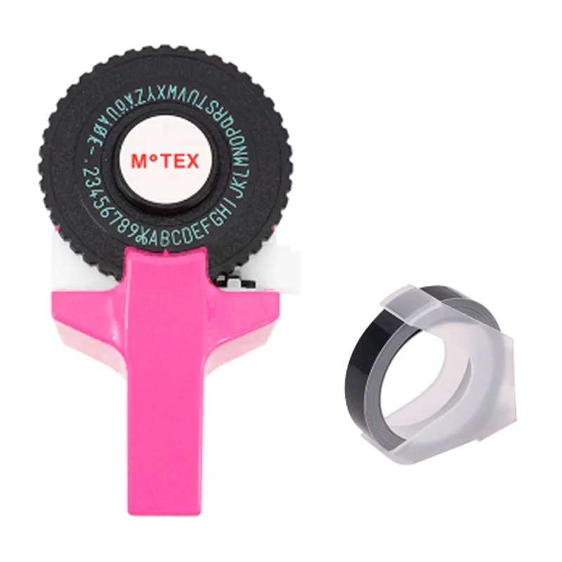 

Pink MoTeX E101 Label Printer with 1 roll black tape Mini DIY Hand Dymo 3D embossing manual Tape Manual Typewriter