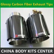 Factory sale 101MM out glossy muffler CAR MODIFIDE MUFFLER pipe Akrapovic Carbon Fiber Exhaust Tip/Muffler Stainless Steel