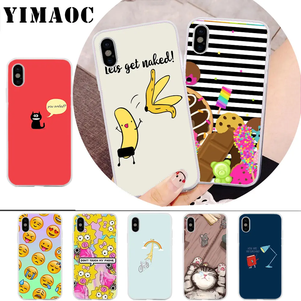 

YIMAOC Funny cute Soft Silicone Case for iPhone X r s Xr Xs Max 8 7 6S 6 Plus 5 5s SE