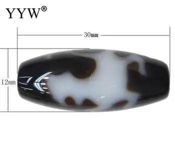 

Natural Tibetan Stone Dzi Beads Oval AAA Grade Kylin & Two Tone Fit Bracelet DIY Fashion Jewelry Gift Men Women 30x12x2.50mm