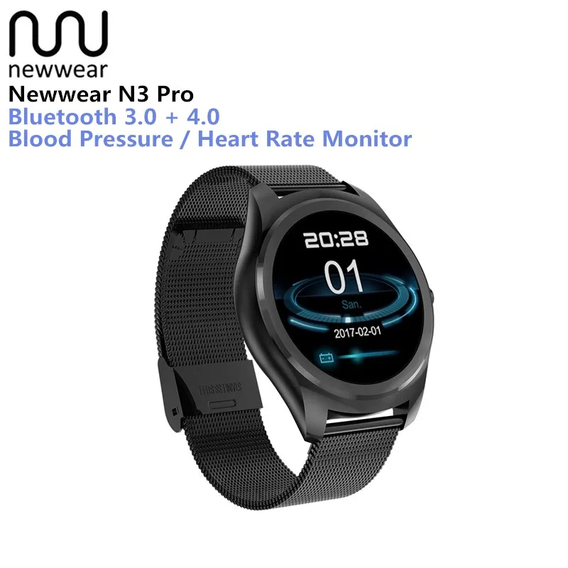 

Newwear N3 Pro Smart Watch 1.3 Inch MTK2502 HD Slim Bluetooth Smartwatch Heart Rate Monitor Fitness Tracker For Android IOS