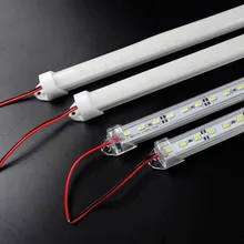 50 шт./лот 1 м 5630 SMD DC 12 В светодиодные ленты бар свет жесткий с U форма алюминиевый сплав в виде ракушки Clear/молочно крышка