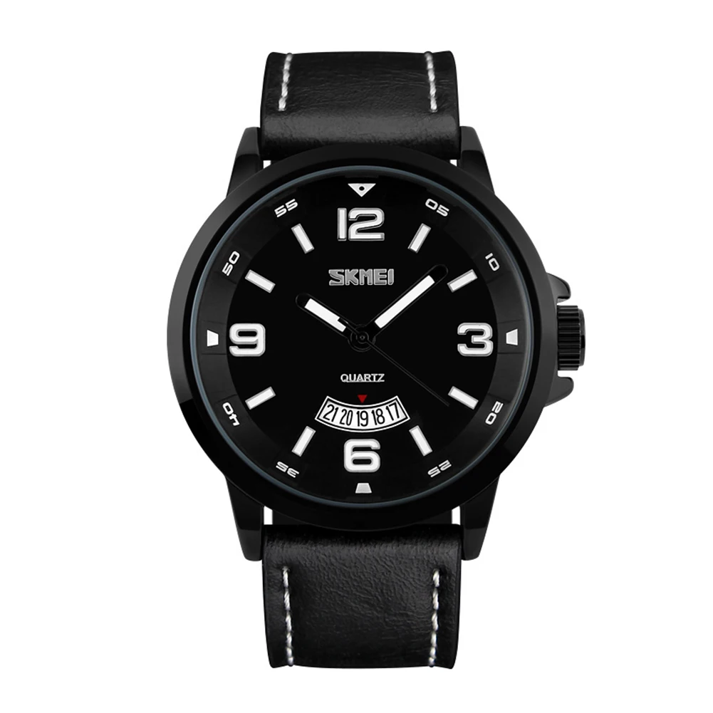 Durable Fashion Genuine Leather Strap 50m Water Resistance Waterproof