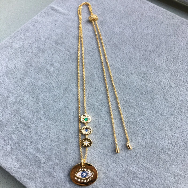 

Lucky Eye Necklace S925 Sterling Silver with Zircon Personality Fashion Fits Monaco Jewelry with Ladies Party Gifts