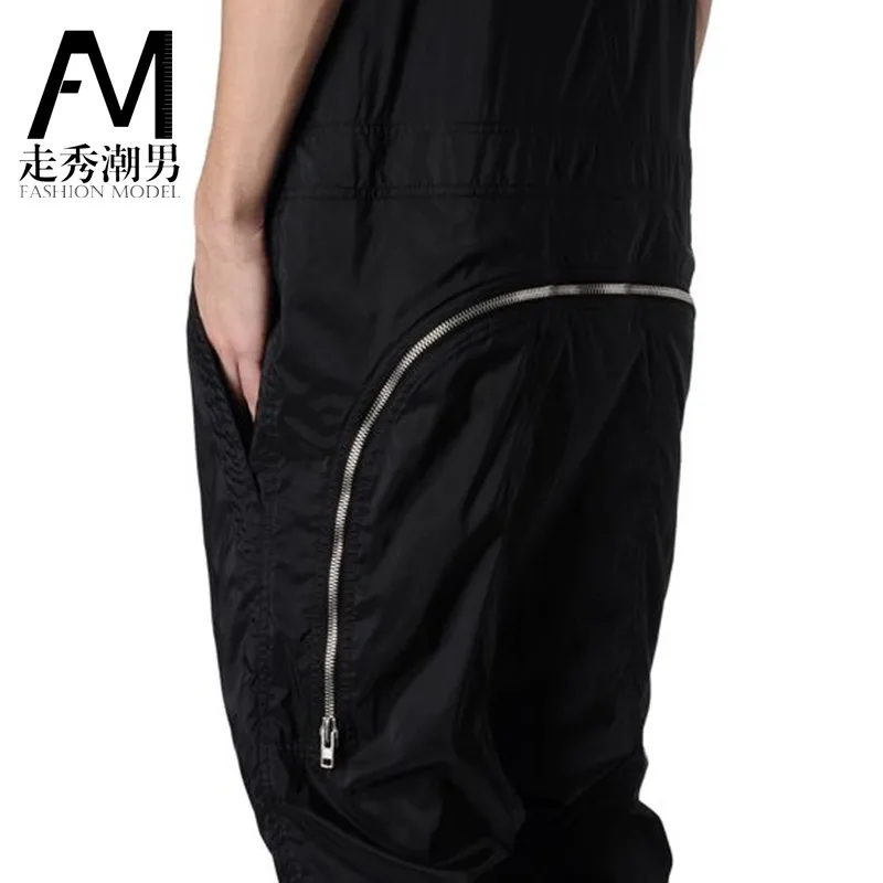 27-44！Big yards men's trousers summer men's clothing one piece   hip-hop overalls coverall costume male  bodysuit