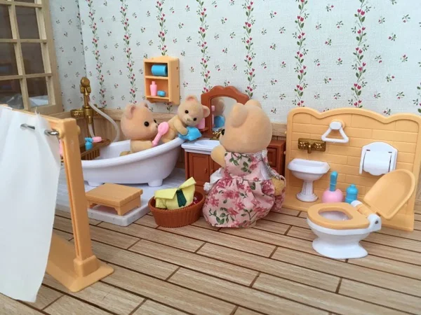 suit for Sylvanian Family figure Bath room set mini furniture pretend toy gift