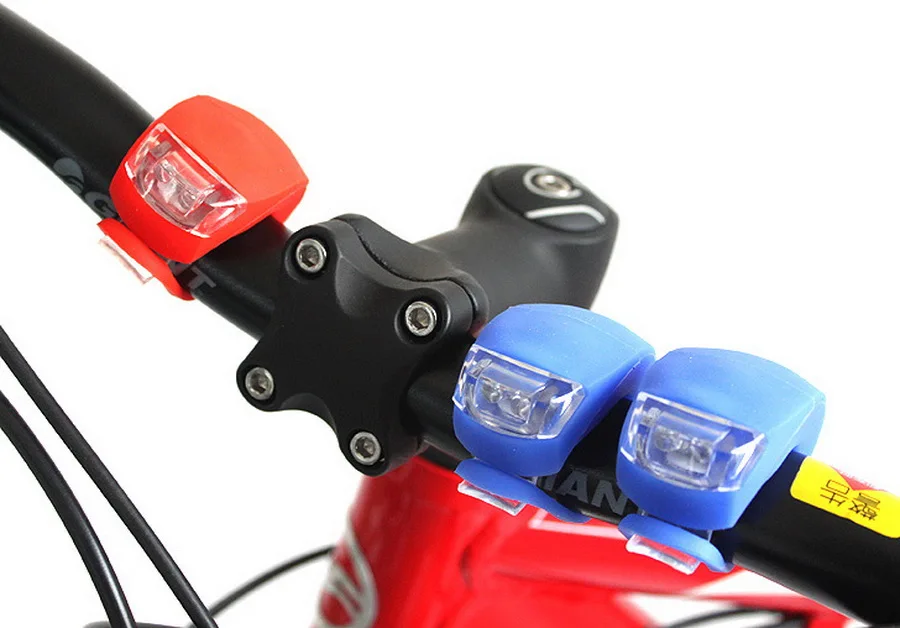 Best by dhl or fedex 1000pcs hot Bicycle Front Light Silicone LED Head Front Rear Wheel  Light Waterproof Cycling With Battery Lamp 0