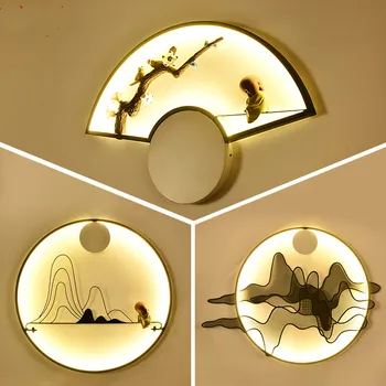 

Chinese LED wall lamp living room bedroom corridor antique hotel engineering Landscape painting background wall lamps ZA425429
