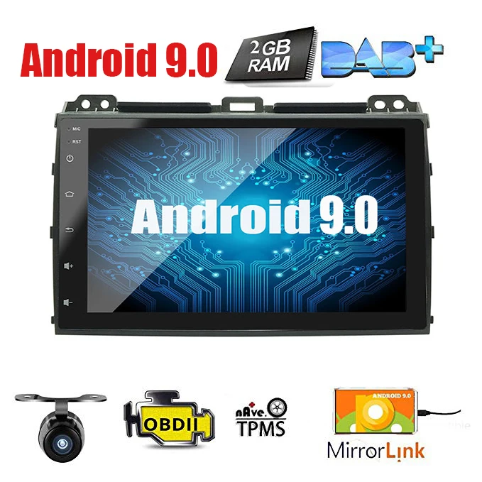 2din автомобильный Android 9,0 автомобильный dvd-плеер для Toyota Prado 120 2004-2009 Аудио Видео Авто Стерео gps навигация DAB+ Радио