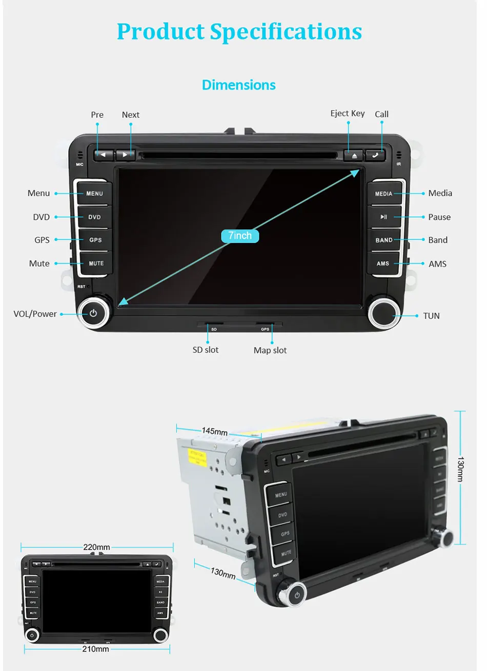 Eunavi 2 din 7 дюймов Автомобильный dvd-плеер Радио Стерео gps для VW GOLF POLO JETTA TOURAN MK5 MK6 PASSAT B6 bluetooth SWC сенсорный экран