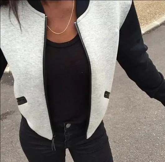 2016 spring autumn women jacket black and white short Jacket Long