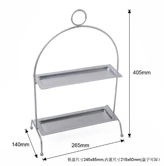 Винтажная Серебряная железная подставка для торта, свадебные принадлежности для дня рождения, тарелки для кексов, десертный лоток, инструменты для выпечки для кофейни - Цвет: Two Tier