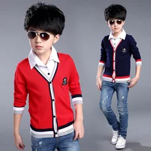 2016 spring and autumn boys fake collar sweater children korean type long-sleeved cardigan jacket
