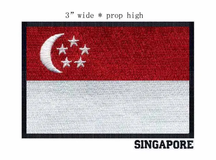 SINGAPORE embroidery flag patch 3" wide custom embroidered iron on