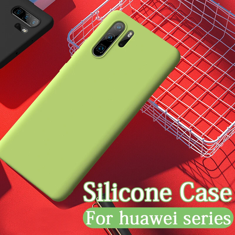 

Liquid Silicone Case For huawei p20 p30 pro p 20 30 Cover Soft Coque on honor 9 lite 10 light 8x 8a 8s 10i 9i smart phone Cases