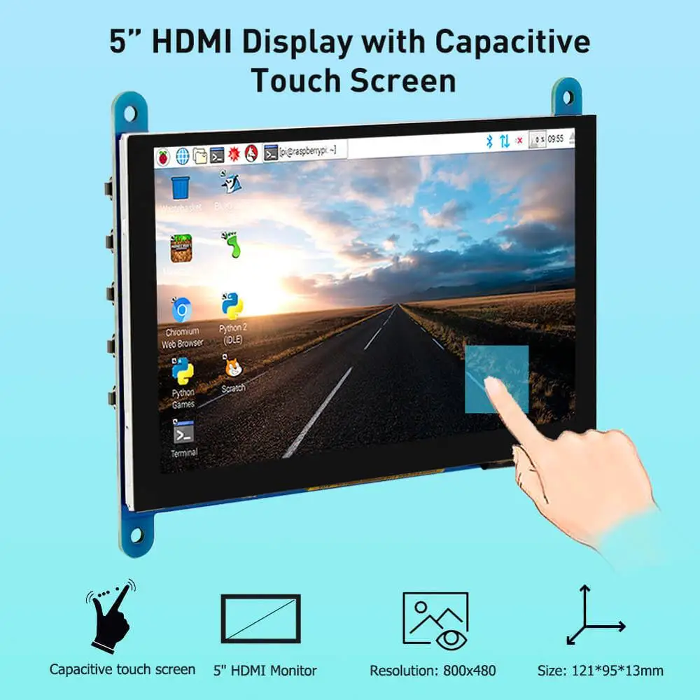 Цена Elecrow 5 дюймов портативный монитор HDMI 800x480 емкостный сенсорный экран ЖК дисплей для SONY PS4 Raspberry Pi 4 3B + PC Banana Pi