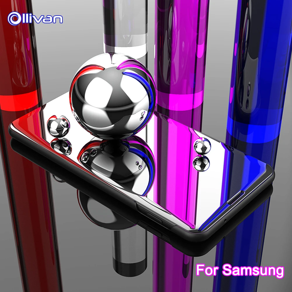 Luxury Mirror Clear View Case For Samsung Galaxy A7 2018 S8 S9 Plus S7 S6 Edge Note 8 9 A3 A5 J3 J5 J7 2017 A8 A9 J4 J6 J8 Plus