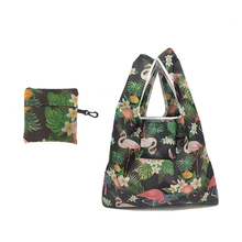 60 шт./лот, сумка-тоут, многоразовая, Экологичная, полиэфирная, переносная сумка на плечо, мультяшная, зеленая, складная, сумка для покупок