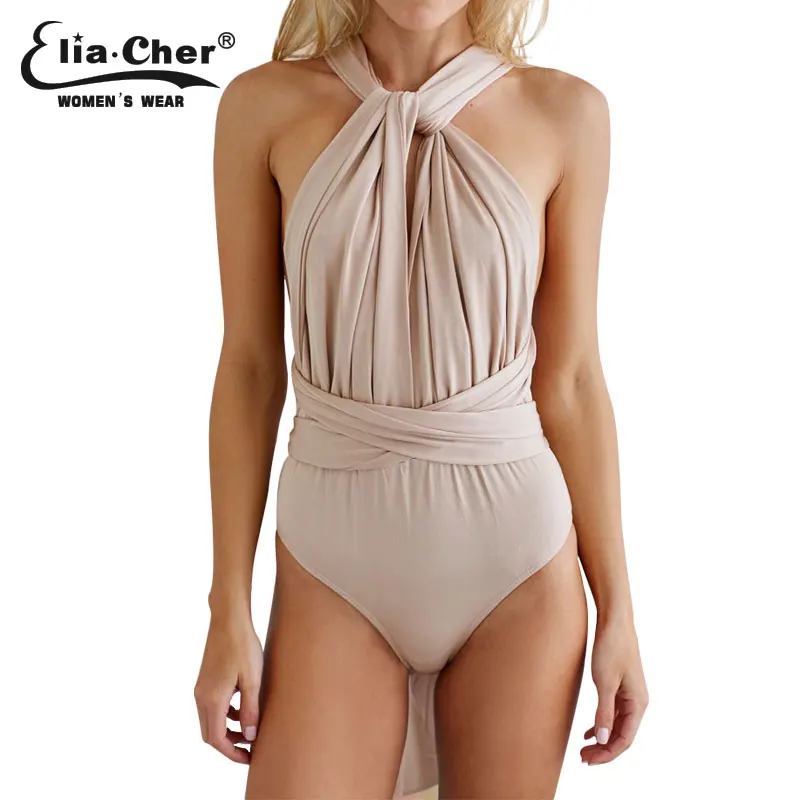 Nude Bodysuit Ženy Rompers Elia Cher Značka Plus Velikost Neformální Dámské oblečení Chic Fashion Sexy Lady Jumpsuits Rompers 6917