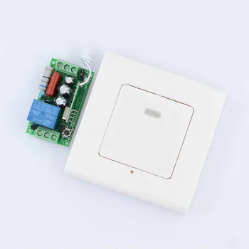 

AC 220V 1CH 10A Relay Receiver + Transmitter Bed Room Hall LED Lamp Light Bulb Remote Control Switch + Wall Transmitter