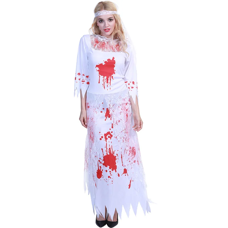 

Women Zombie Bride Halloween Costume Adult Female Corpse Bride Cosplay Dress Carnival Fantasia Vampire Fancy Dress Suit