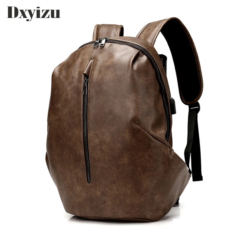 Backpacks for men Bag PU Black Leather Men's Shoulder Bags Fashion Male Business Casual Boy Vintage Men Backpack School Bag