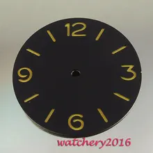 Novo 38.9mm Parnis mostrador preto amarelo oco números fit mostrador do Relógio Dos Homens Mecânicos automáticos