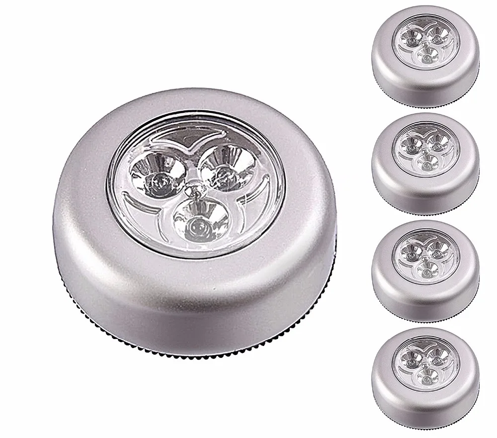 New 3LED Cordless Stick Tap Wardrobe Touch Light Lamp Battery Powered