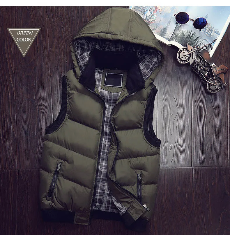 Стильный осенний зимний мужской жилет высокого качества с капюшоном, теплая куртка без рукавов и пальто, повседневный жилет, мужской модный жилет, M-5XL