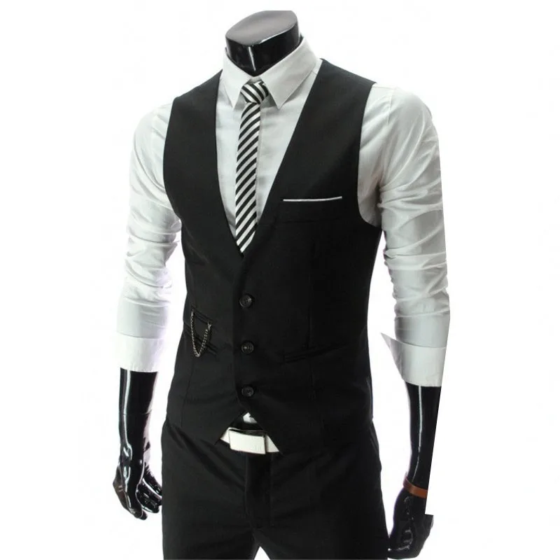  LEFT ROM 2019 stylish men fall slim fit high-end business suit vest/Male leisure v-neck cotton vest