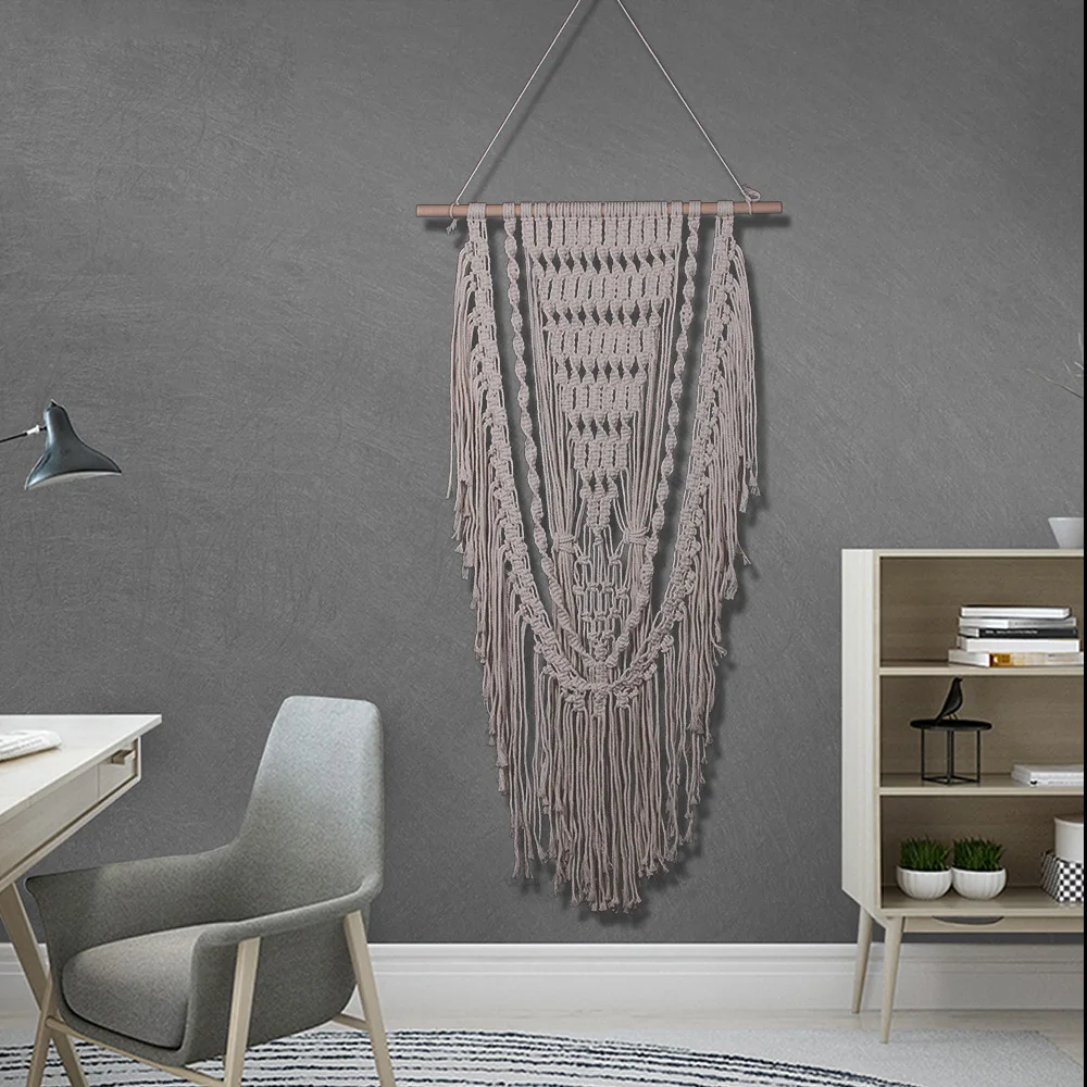 Hand Knotted Macrame Wall Art Crocheted Handmade Cotton Boho Wall