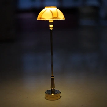

A01-X023 children baby gift Toy 1:12 Dollhouse mini Furniture Miniature rement-gold floor lamp can light 1pcs