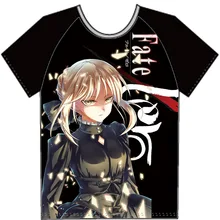 Японский Судьба Ночь Сабер прохладный летний Стиль Футболка аниме черный футболка модные Для мужчин Для женщин Повседневное короткий рукав рубашка Топы корректирующие