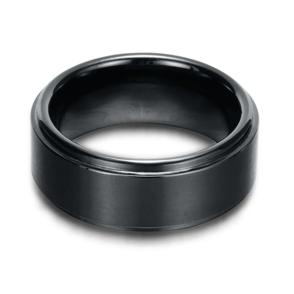 Мужские кольца 8 мм обручальное кольцо черное серебро Чистый карбид вольфрама обручальное кольцо для мужчин Матовый Мат центр ювелирных изделий