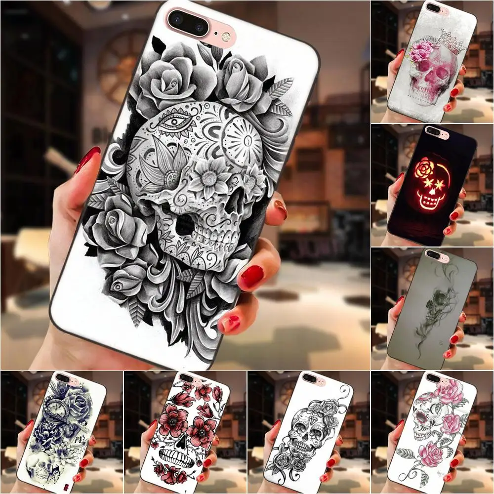 

TPU Retail New Fashion Sugar Skull Flower For Huawei Honor 5A 6A 6C 7A 7C 7X 8A 8C 8X 9 10 P8 P9 P10 P20 P30 Mini Lite Plus