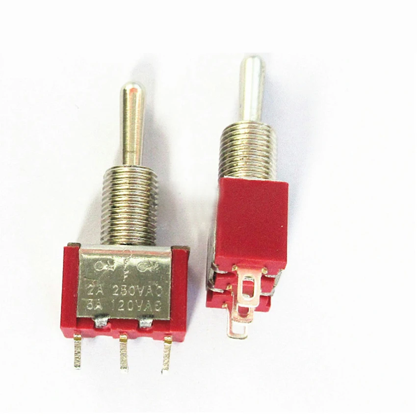 5×Mini Toggle Switch SPDT 3 Position ON-OFF-ON 3-PIN 250V 2A 120V 5A Red MTS-103