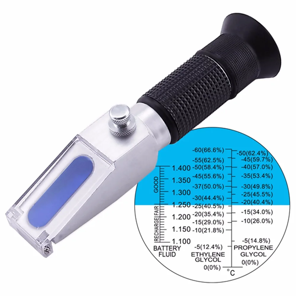 

Portable Tri-scale Refractometer for Battery ACid Antifreeze CLeaning Fluid Coolant Glycol ATC NEW Design