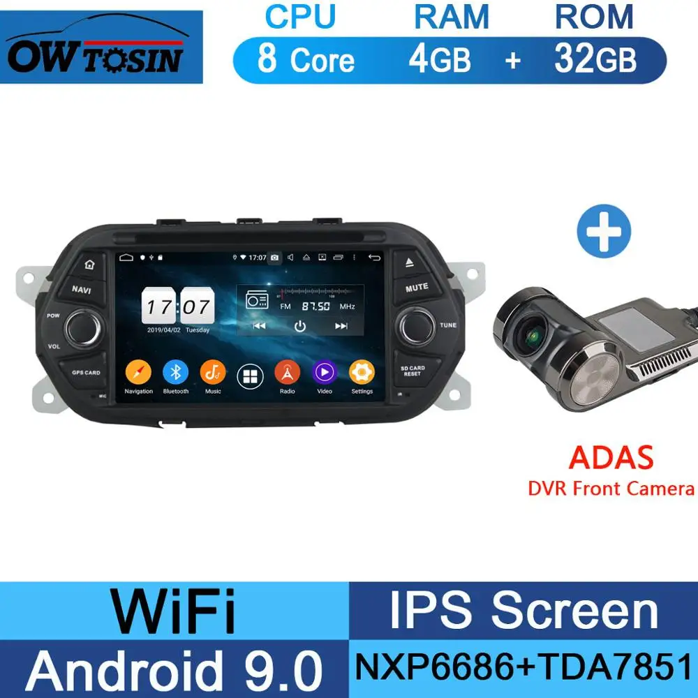 " ips 1024*600 8 ядерный 4 Гб ram+ 64 Гб rom Android 9,0 автомобильный dvd-плеер для FIAT EGEA CarPlay Parrot BT Радио AdasDVR - Цвет: 32G Adas Camera