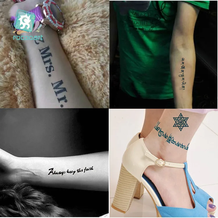 

Flashion Black Letter Tattoo Stickers Arabic Style Body Art Chest Leg Water Transfer Fake Arm Tattoo Waterproof Taty