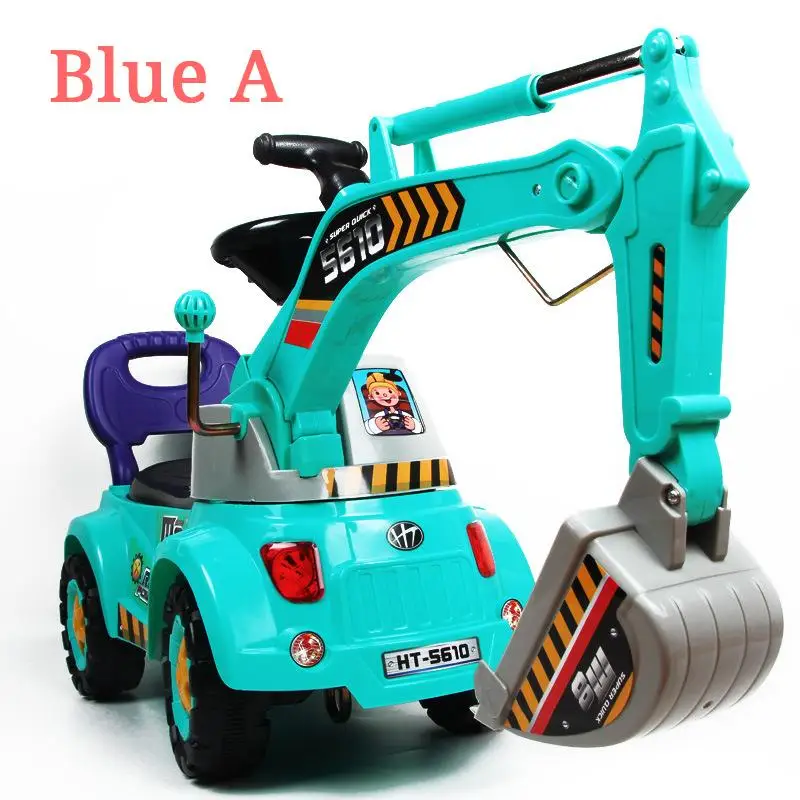 Большой для электрического детского автомобиля с подсветкой, музыкальные ходунки, водители, Инженерная машина для детей, детские игрушки, детский подарок - Цвет: Blue A
