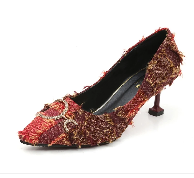 

New design high heel shoes for fashionable ladies suede pointed OL Set auger Women's s Sandals noble Highlight temperament